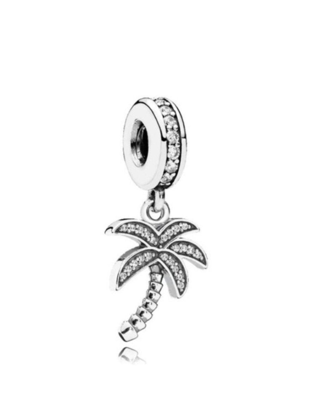 Pandora Sterling Silver Sparkling Palm Tree Dangle Travel Charm w/CZ 791540